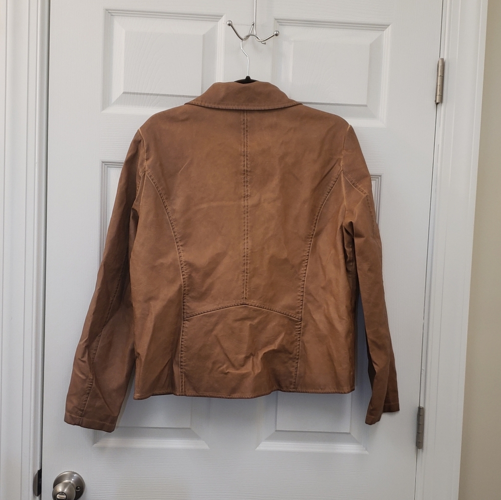 Bagatelle, Brown faux leather jacket, collar, zipper front, SZ XL - Picture 10 of 16
